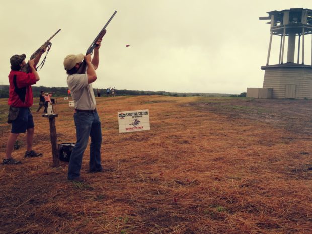 sporting clays hunter at Prairie Wildlife Farms during Mossy Oak Properties Fox Hole Shootout